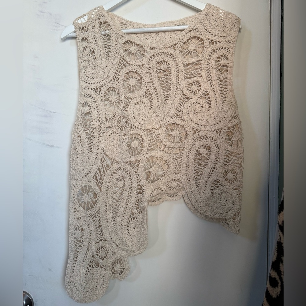 SHEIN Light Beige Crochet Knit Top